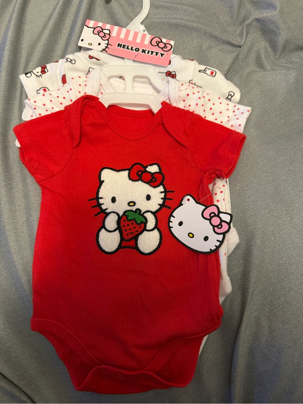 Hello Kitty Red Strawberry Graphic Baby Bodysuit